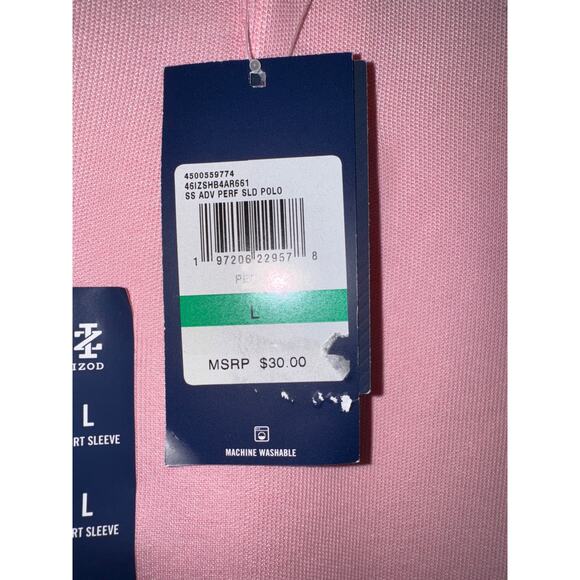 NWT Izod Advantage Performance Natural Stretch Large Peony Polo Blue Trim & Logo - Picture 4 of 7